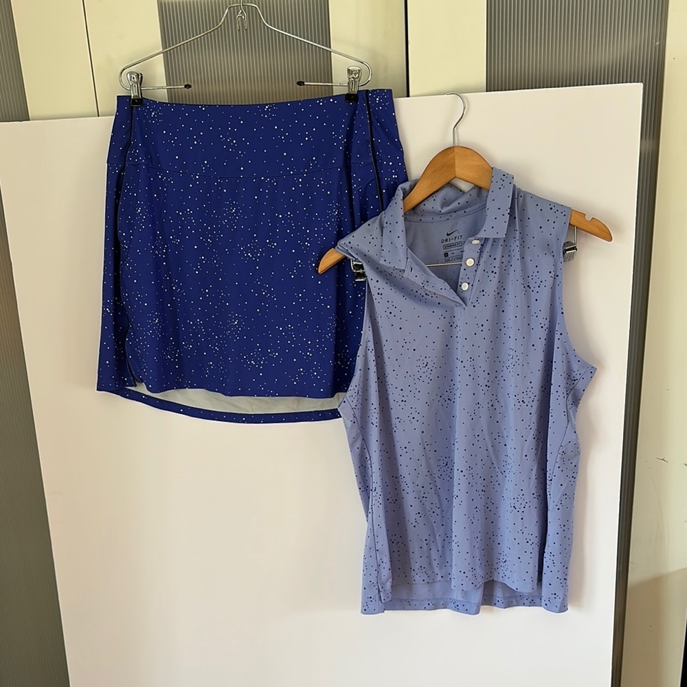 Dri-fit Blue Polka Dot Skirt and Top Set